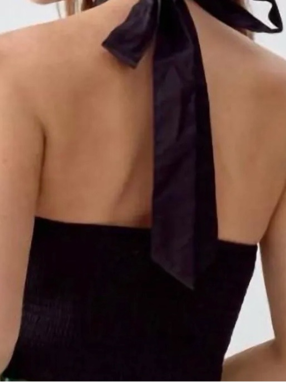Greylin Cotton Poplin Black Halter Smocked-Back Cropped Top Sz M NEW - Picture 4 of 10